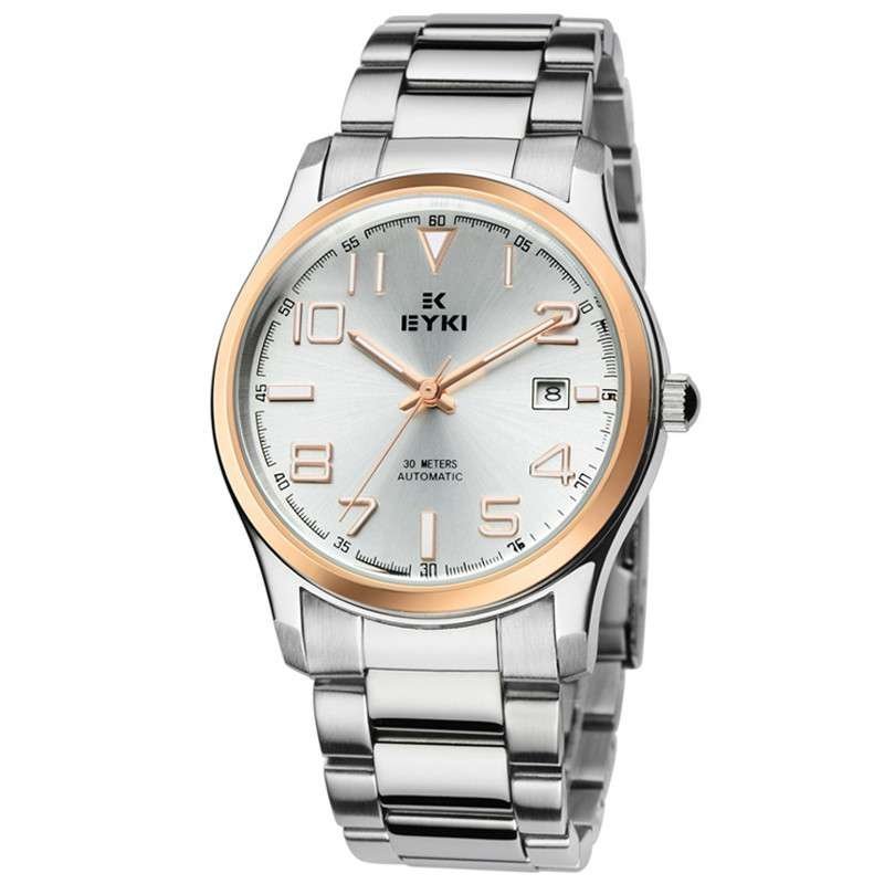 机械表透底防水日历商务钢带男表8675 艾奇(eyki)石英表8675【价格