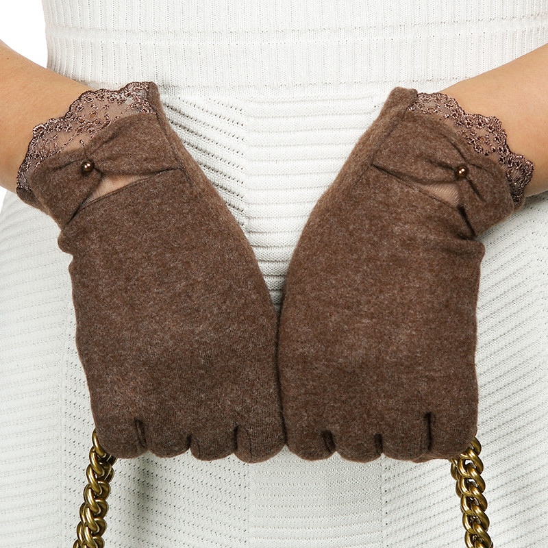 百瑞欧 柔软牛奶丝手套女 秋冬保暖薄款短修手开车手套女防滑逛街