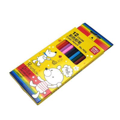 得力7016书写顺畅彩色铅笔柔软不易折断盒装12色彩色铅笔涂写顺畅