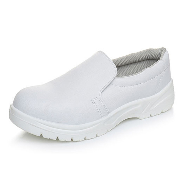 谋福 防静电鞋白色pu钢包头劳保鞋舒适男安全工作鞋透气耐磨无尘洁净