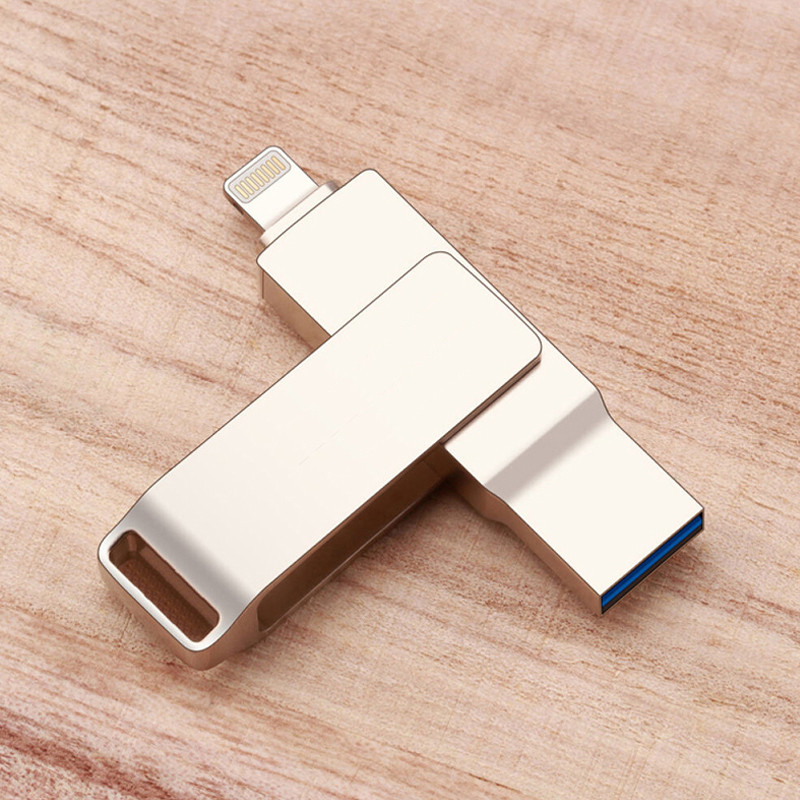 金全属苹果手机u盘64g iphone安卓系统通用扩容器全金属三用优盘