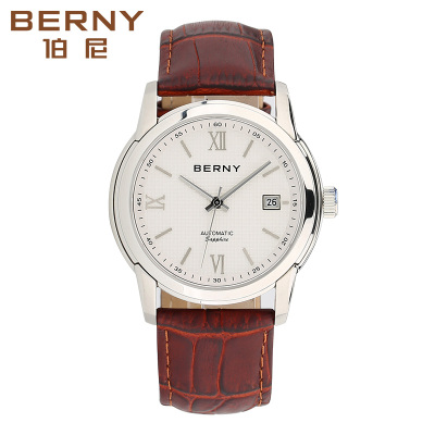 伯尼BERNY手表男士商务休闲皮带款全自动机械表男AM031M-B
