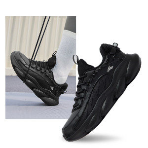 361°灵狐女鞋皮面运动鞋冬季高帮加绒保暖棉鞋跑步鞋软底跑鞋