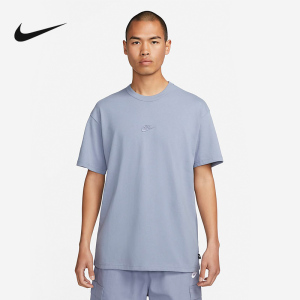 Nike耐克短袖男夏季新款宽松舒适蓝色半袖纯棉运动T恤DO7393-493