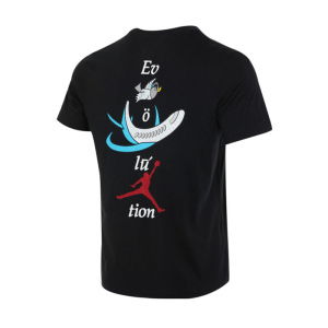 Jordan Logo徽标卡通动漫印花圆领运动短袖T恤 男款 黑色 FB7469-010