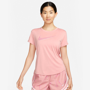 Nike Dri-FIT Swoosh 品牌Logo印花圆领短袖T恤 女款 粉色 FB4697-618