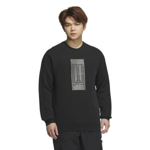 adidas武极系列Wuji Logo Crew Sweatshirt图案印花运动休闲圆领长袖卫衣男款黑色IP4946