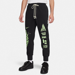 Nike 字母数字图案印花束脚针织运动裤 男款 黑色 FN2995-010