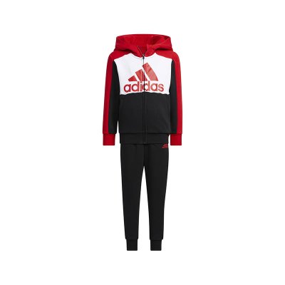 adidas 童装 品牌Logo印花运动裤连帽夹克外套套装 男童 红色 HZ7069