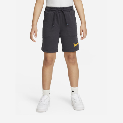Nike Sportswear Coral Reef Logo刺绣抽绳系带直筒短裤 男童女童 铁架黑FQ0830-015