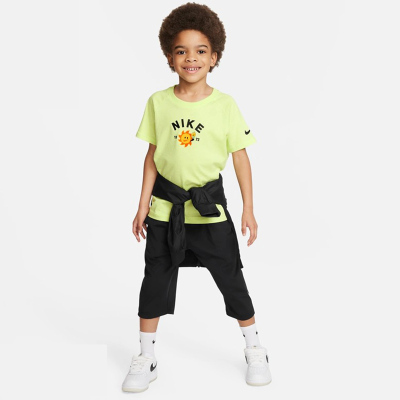Nike 童装 Dri-Fit 字母Logo图案印花圆领短袖T恤七分休闲裤套装 男童 FQ3583-010
