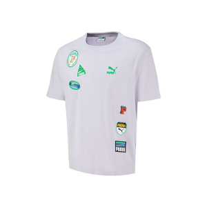 PUMA 字母Logo印花圆领套头短袖T恤 男女同款 浅紫色 623251-17