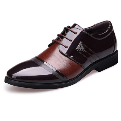 凡世界新款真皮商务皮鞋男英伦休闲男鞋尖头内增高正装男士透气系带...