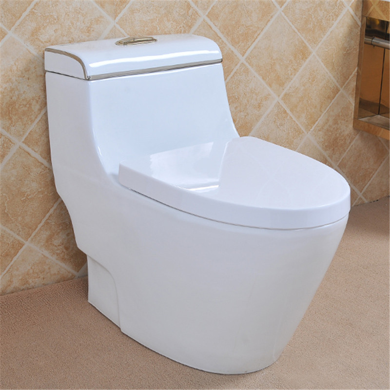 佰饰(baishi)超旋式抽水马桶银边座便器 厕所普通坐便器家用