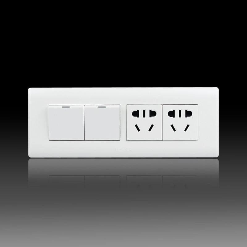 飞雕(feidiao)开关插座面板 a3-118型雅白系列 二开双控 二位五孔插座