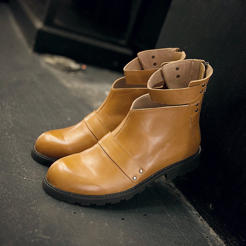 mr.benyou2015秋冬新款圆头拉链牛仔靴欧美时尚 透气大头靴男靴