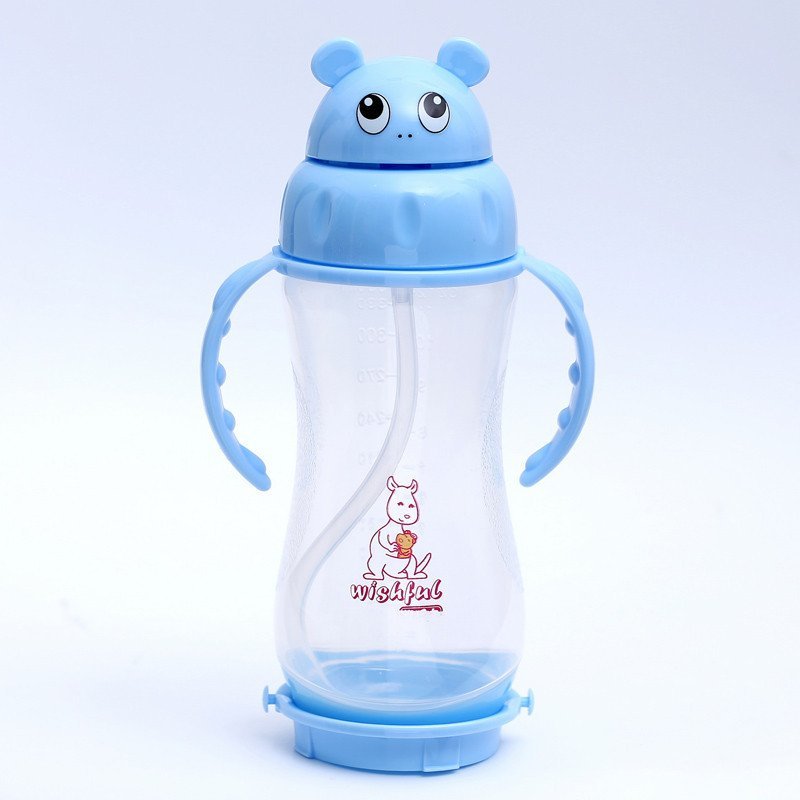 维氏宝儿童水杯吸管杯带背带 蓝色 350ml