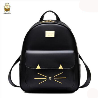 北包包小猫学院风书包女背包韩版PU皮旅行包休闲双肩包大容量