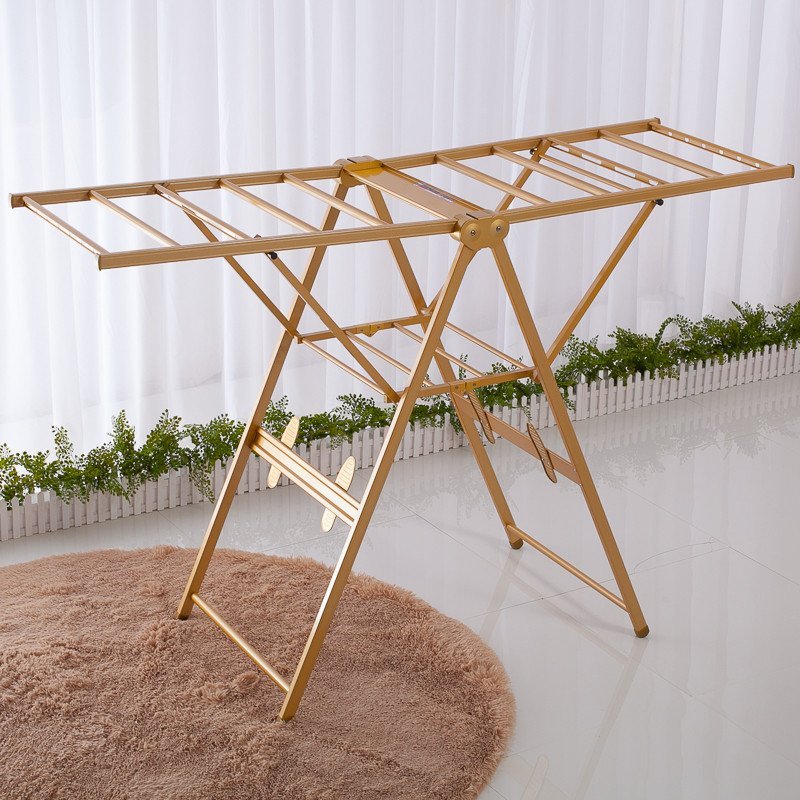 华峰全铝合金多功能落地折叠晾衣架阳台晒衣架升降室内衣服架子