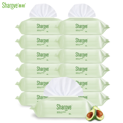 喜朗婴儿带盖手口湿巾80片*12包装宝宝防护湿纸巾新升级银装3.0海派版乐享海派主义