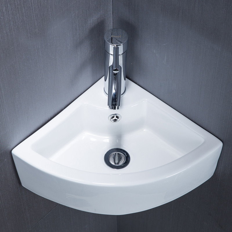 泓派卫浴挂墙式洗手盆小户型卫生间洗脸盆迷你三角面盆阳台陶瓷挂盆