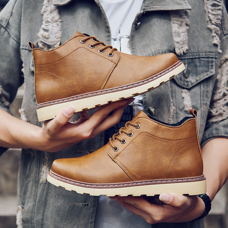 奥休斯 马丁靴男潮靴冬季中帮男靴男士英伦风
