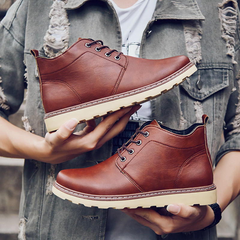 奥休斯 马丁靴男潮靴冬季中帮男靴男士英伦风