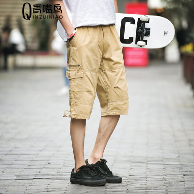 步来褶惠2017新款夏装男士运动休闲多袋工装七分短裤休闲裤男潮夏