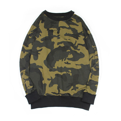 步来褶惠秋季2017迷彩套头卫衣男夏