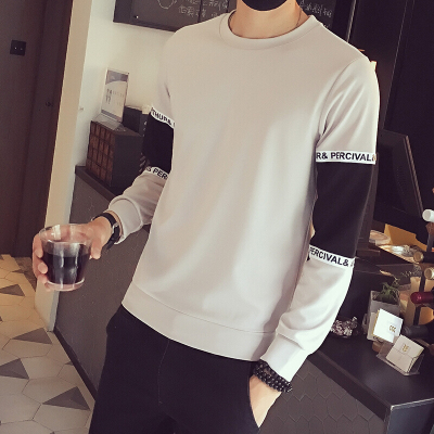 步来褶惠2017春款港风休闲卫衣潮男字母印花外套卫衣夏