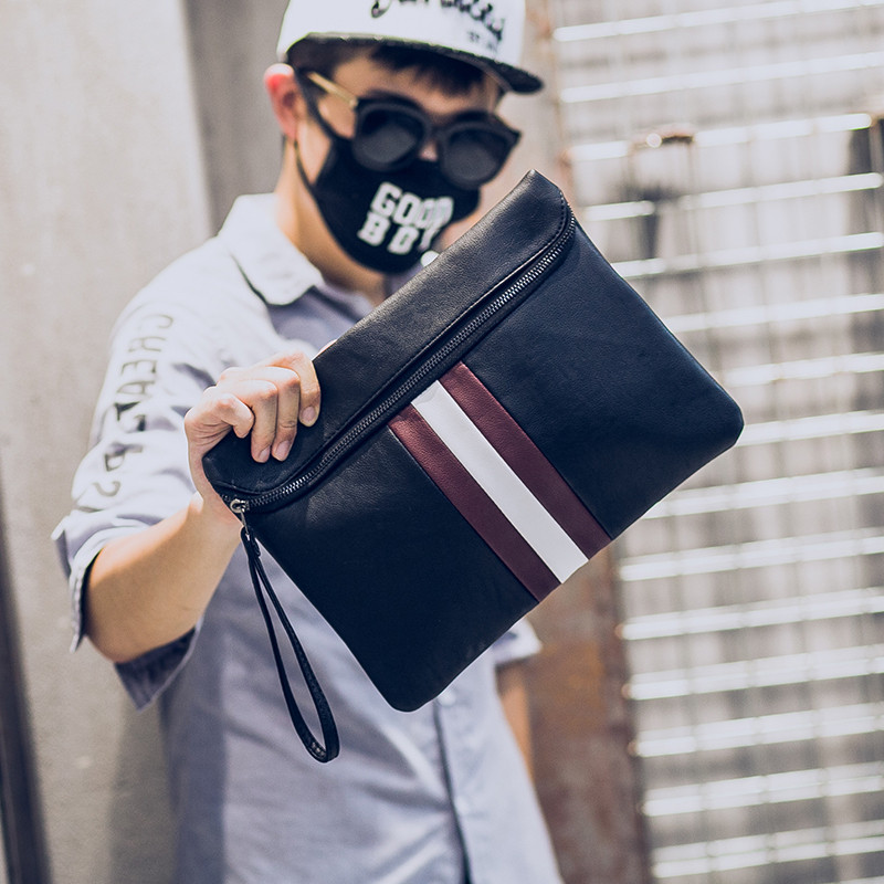 2016新款条纹风韩版信封包潮流男士单肩包手拿包休闲男挎包手抓包