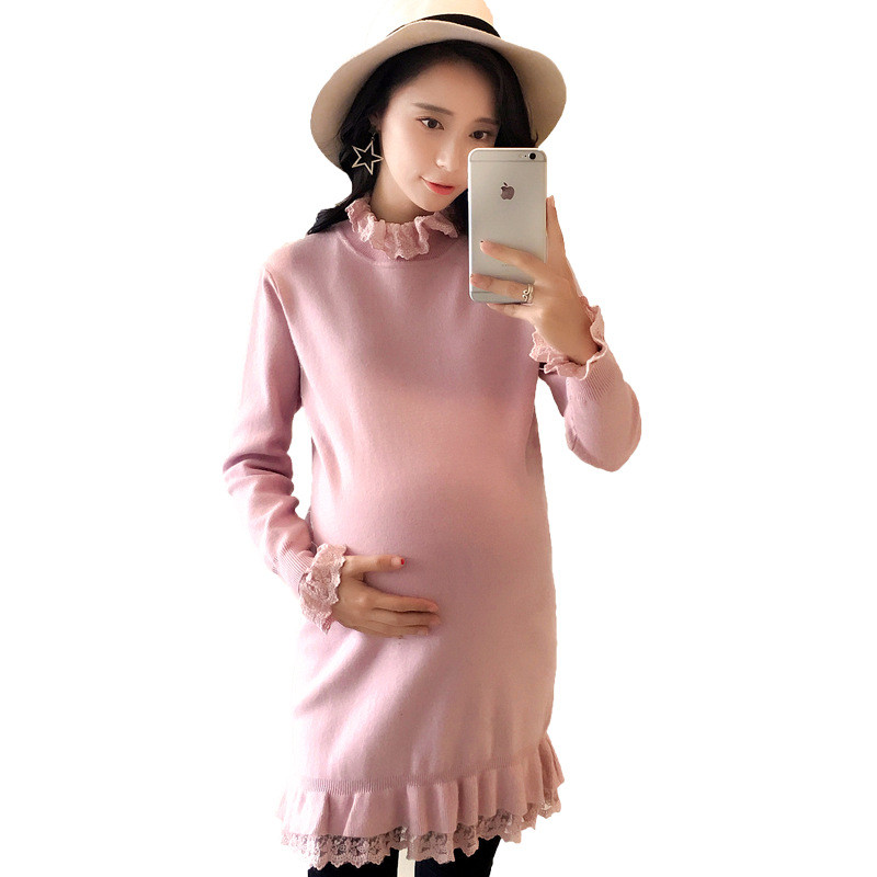娇米诗2018春季孕妇装春春装蕾丝加厚孕妇毛衣孕妇裙