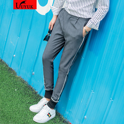 UYUK秋季新款男士束脚休闲裤男秋冬款韩版青年百搭弹力修身小脚西裤子