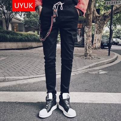 有衣有靠牛仔裤2017新款牛仔长裤秋冬装男士休闲修身百搭水洗牛仔裤社会精神小伙牛仔裤黑色
