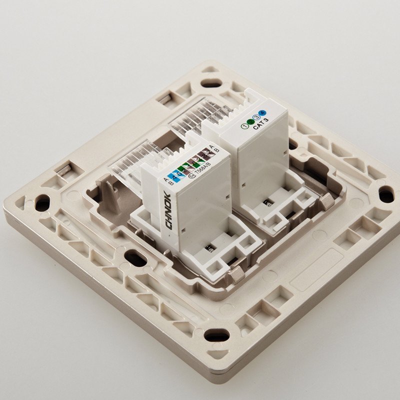 opple歐普照明 86型金色電話和網線網絡插座插孔 電話插電腦插座面板