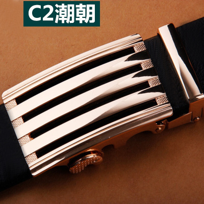C2潮朝2017秋季款P带男士皮带腰带男西裤商务自动扣青年中年裤带发型师A款黑色110cm
