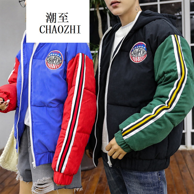 2017新款男士大码情侣装装冬装男女棉衣加厚拼袖外套港风时尚百搭潮流男装