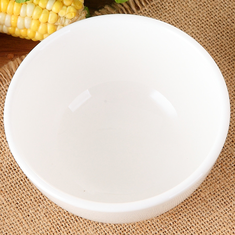 酒店餐厅家用餐具米饭碗大号8英寸陶瓷直口碗骨瓷汤碗纯白酸菜鱼碗