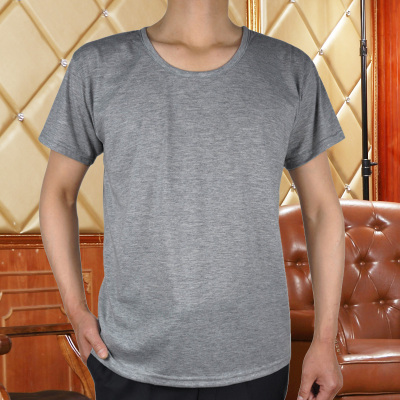 棉线男士夏季薄款男士圆领汗衫老头衫老年人夏季薄T恤衫纯色针织衫大码...