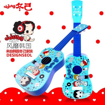 儿童吉他 乐器宝宝玩具女孩子早教启蒙音乐玩具尤克里里仿真小吉他 冬己吉他【蓝】