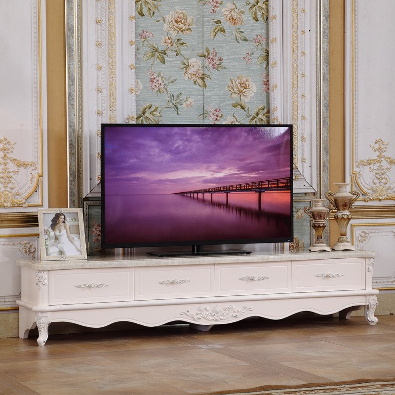 凯莉莎 欧式大理石茶几小户型客厅法式电视柜组合柜 实木田园家具