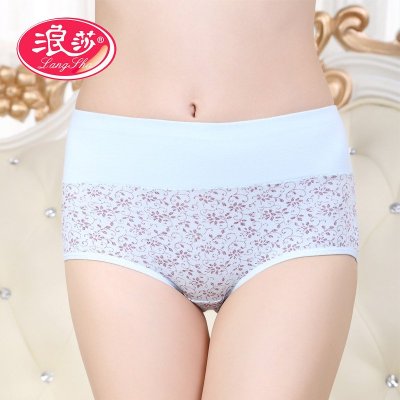 2019春4条装浪莎内裤女棉质棉内裤女士高腰内裤收腹全棉性感瘦身可爱小碎花三角裤纯棉提臀性感短裤春夏裤头女裤衩