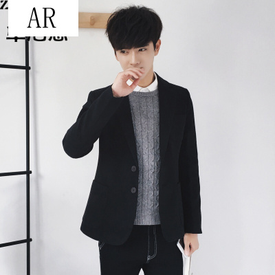AR毛呢西服外套秋季新款韩版修身青年时尚休闲西装上衣