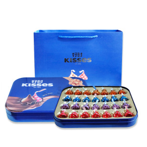 好时之吻巧克力铁盒装婚庆伴手礼结婚喜糖礼盒装28粒(含礼袋)