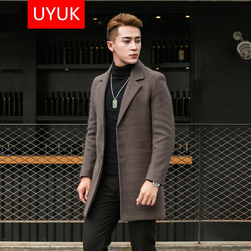 AR模特图高品质男士秋冬外套韩版修身毛绒呢