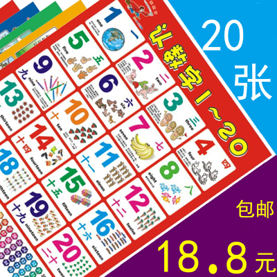 宝宝识字挂图 婴儿童早教看图认字拼音 认知启蒙无声纸质贴画包邮【1套10张/9.8】