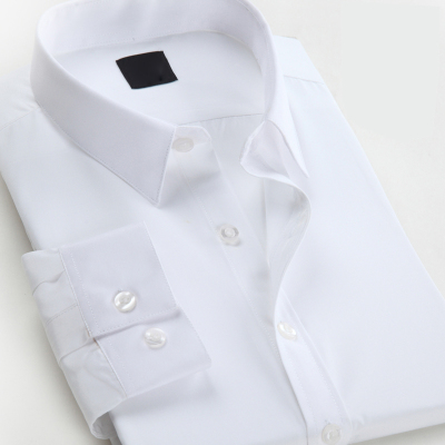 男士衬衫春季男士商务修身长袖男士衬衫工作白衬衫男士职业工装衬衣正装寸