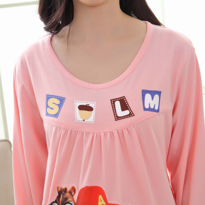 春秋季女士孕妇针织棉长袖卡通月子服圆领可外穿居家服睡衣女