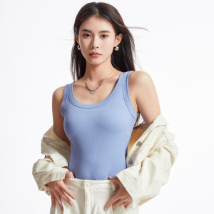 猫人背心女士螺纹7A抑菌内搭外穿无袖大U领打底背心少女修身显瘦