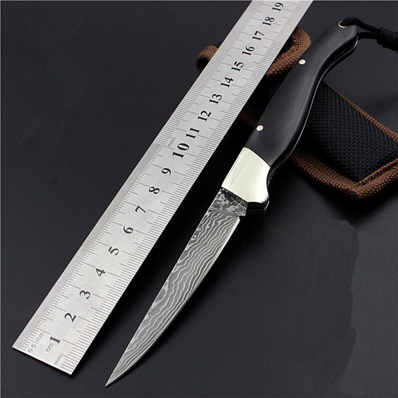 致观大马士革柳叶折叠刀户外随身野外军刀高硬度荒野求生小折刀野营